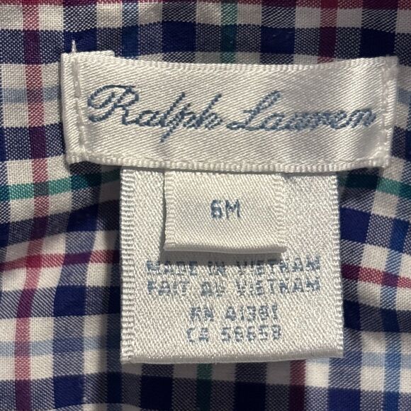 Ralph Lauren Baby Boy Coveralls Romper 6 Months Plaid Collared Lined Preppy - Picture 12 of 13